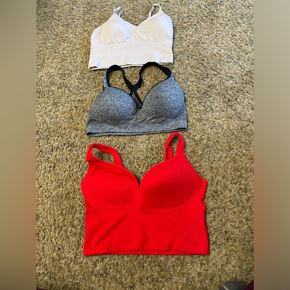 Lot of 3-tank top/ athletic bras with padding liner